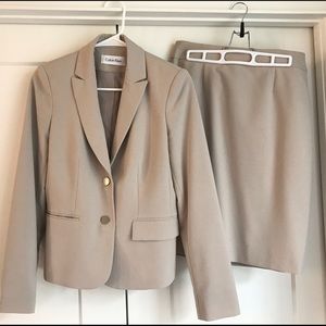 Calvin Klein Khaki Skirt Suit